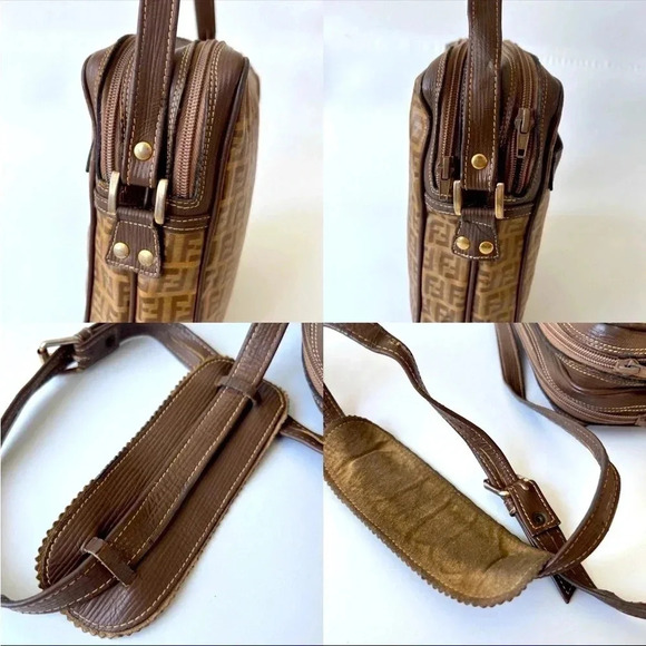 Vintage Fendi Zucchino Coated Canvas Crossbody Handbag - Picture 7 of 10